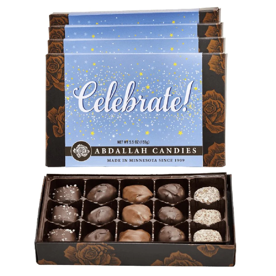 Abdallah Greeting Card Box Assorted Chocolates - Celebrate- 5.5oz